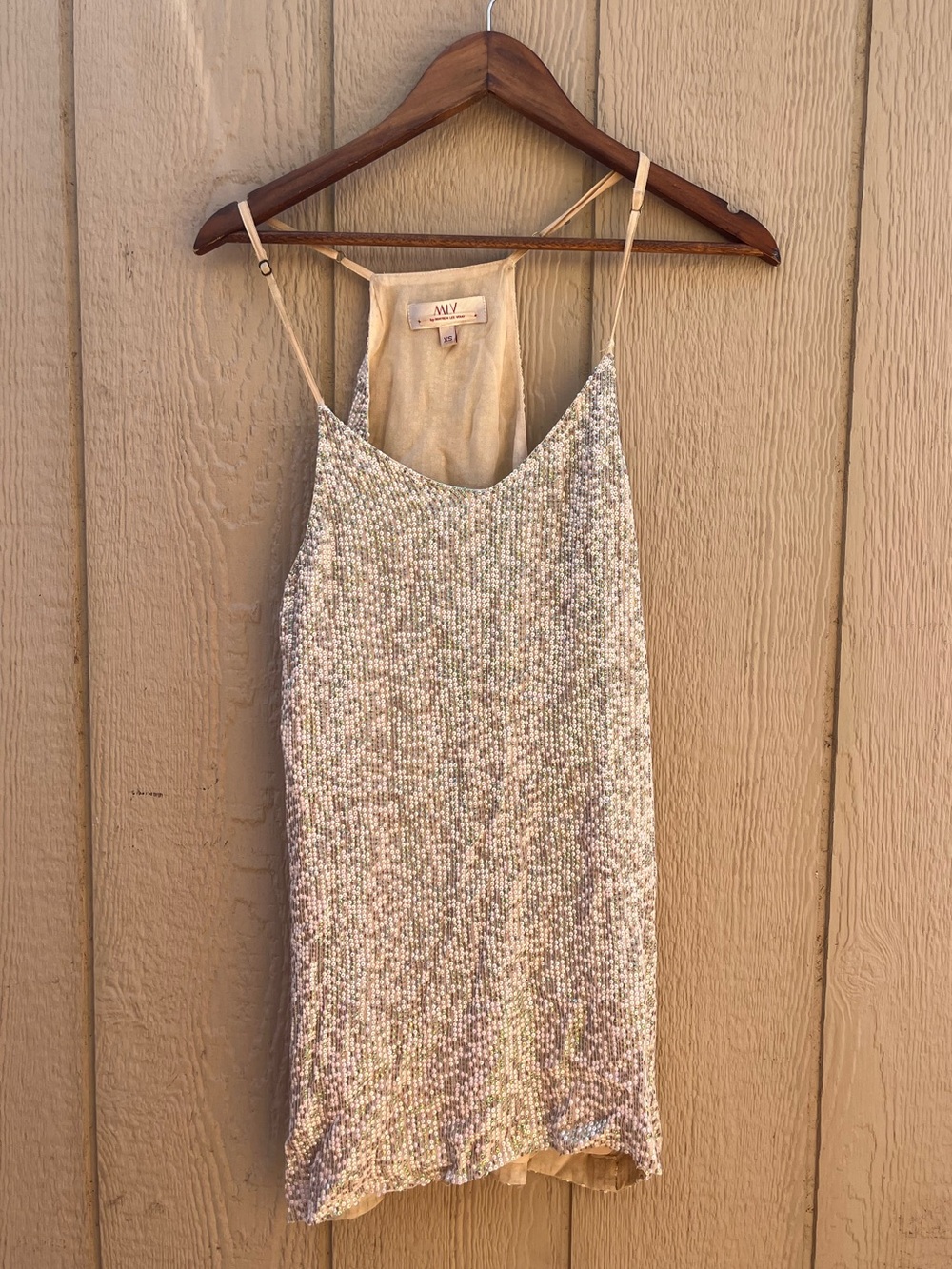 The MLV by Mayren Lee Viray Sequin Sleeveless Sheath Mini Dress in XS